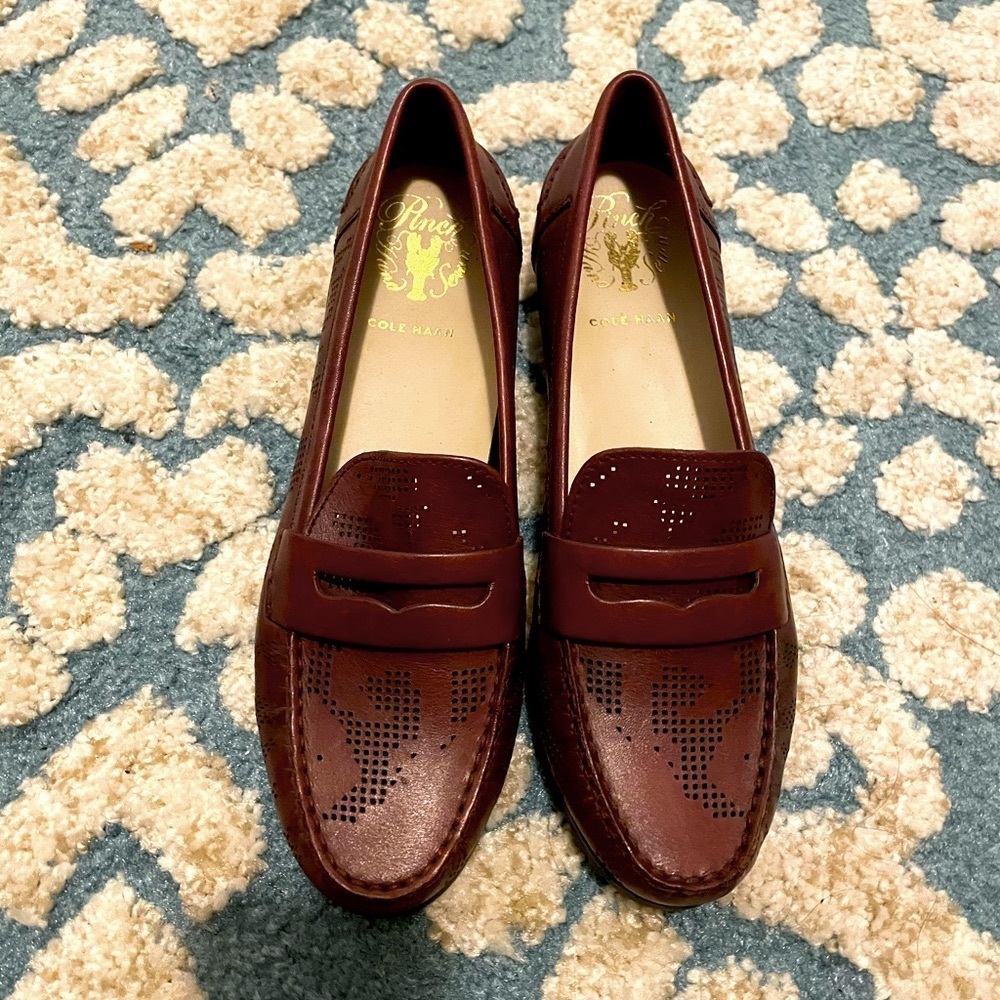 Cole Haan Perforated Leather Loafer Burgundy